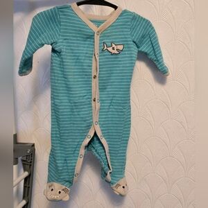 Shark-Themed Blue Striped Sleepee